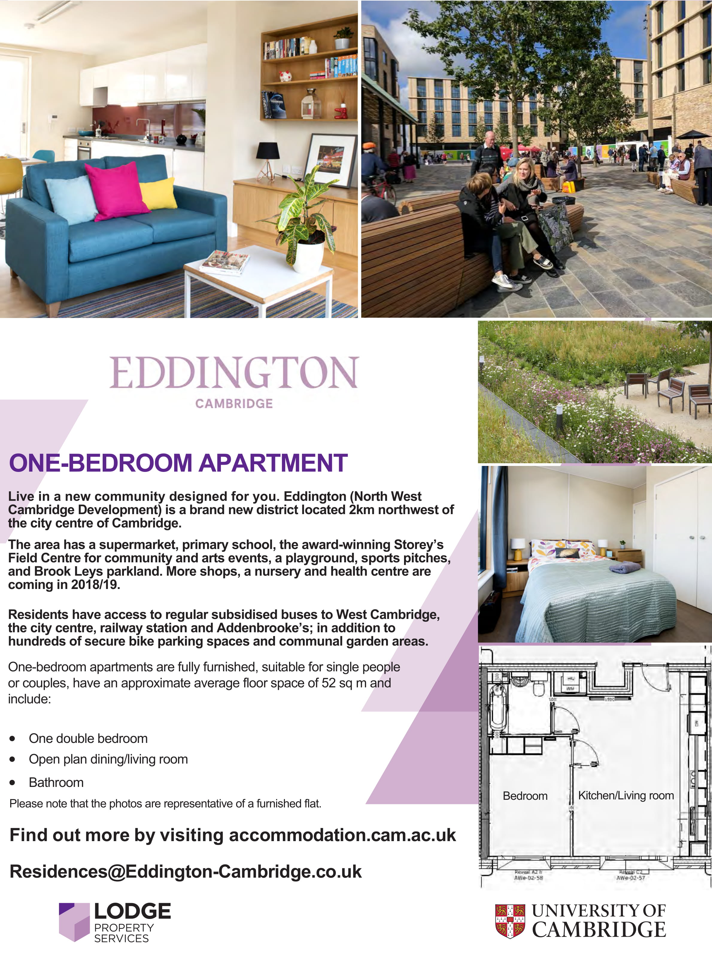 Eddington one bedroom apartments - Eddington (North West Cambridge  Development) - The properties - University accommodation - Find a home -  Accommodation Service - University of Cambridge